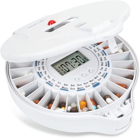 XL Premium Automatic Pill Dispenser - Large 28-Day Electronic Medication Organizer, Key Lock Box, 9 Alarms - Voice Record, Automatic Pill Dispenser for Eldelry with Alarm, FSA/HSA Eligible in Saudi Arabia