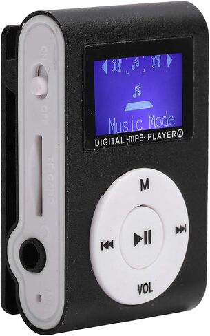 مشغل Mp3، مشغل موسيقى MP3 صغير محمول مع سماعة رأس وكابل USB، مشغل موسيقى صوت بدون فقدان بمشبك خلفي للأطفال البالغين، يدعم حتى 32 جيجابايت (أسود) in Kuwait