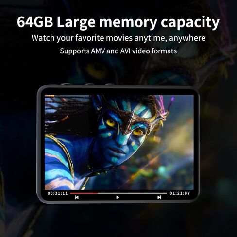 مشغل MP3 مع بلوتوث 5.3، مشغل موسيقى رقمي صغير هاي فاي محمول 2.4 بوصة، جودة صوت هاي فاي، مع كتاب إلكتروني لتسجيل راديو FM، تسجيل مشغل MP3 مع مكبر صوت، يدعم حتى 128 جيجابايت أسود in Kuwait