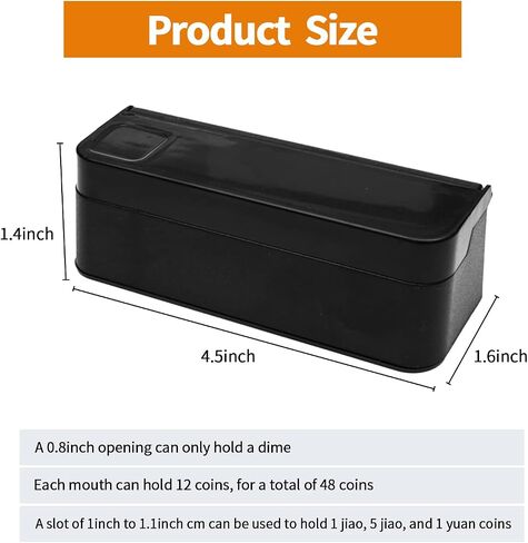 حامل عملات معدنية Pack-1 لموزع أموال لتخزين منظم تغيير السيارة، تخزين العملات المعدنية المحمول، عملات معدنية بأحجام مختلفة، عالمية لمعظم السيارات والشاحنات (أسود) in Saudi Arabia