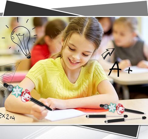 30 قطعة من الأقلام المطرزة مع أطراف قلم بلاستيكية مطرزة DIY Stylus 2 في 1، قلم متعدد الوظائف للمطاط الذي يعمل باللمس قلم حبر جاف للكتابة اليدوية 1.0 مم، حبر أسود، لوازم مكتبية (ملونة) in Kuwait