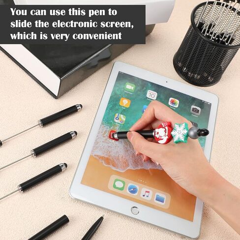 30 قطعة من الأقلام المطرزة مع أطراف قلم بلاستيكية مطرزة DIY Stylus 2 في 1، قلم متعدد الوظائف للمطاط الذي يعمل باللمس قلم حبر جاف للكتابة اليدوية 1.0 مم، حبر أسود، لوازم مكتبية (ملونة) in Kuwait