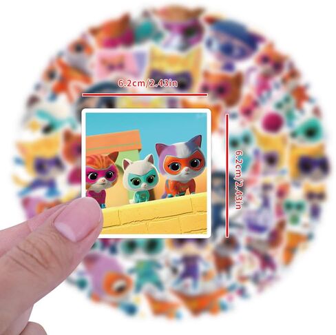 50pcs Super Kitties Animation Stickers for Kids, Dinesy Children's Super Kitties Stickers for Water Bottles,Laptop,Birthday Party Supplies Party Decorations Party Favors, Teens,Girls in Saudi Arabia