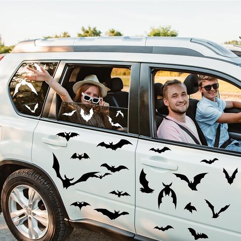 150 Pcs Halloween Decorations Halloween Bat Car Stickers Decals Black and White Bat Stickers for Car Truck Fridge Home Room Wall Door Window Cool Party Decorations in Saudi Arabia