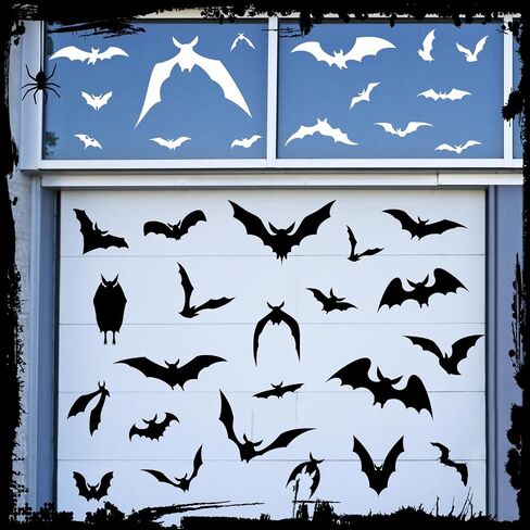 150 Pcs Halloween Decorations Halloween Bat Car Stickers Decals Black and White Bat Stickers for Car Truck Fridge Home Room Wall Door Window Cool Party Decorations in Saudi Arabia