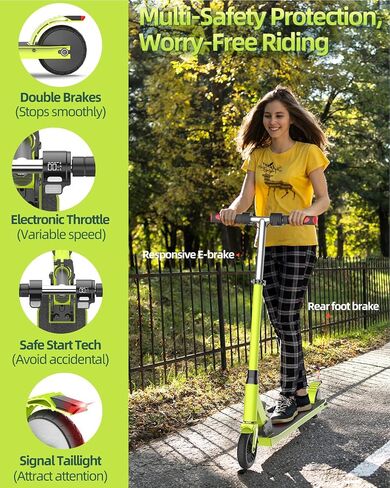 Electric Scooter for Kids Ages 6-16, 150W Motor Up to 11 Mph & 8 Miles, LCD Display, 3 Adjustable Speeds & Heights, Foldable Kids Electric Scooter with Double Braking, Max 165lbs in Saudi Arabia