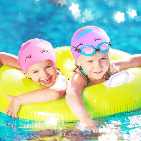 Swim Cap for Kids, Waterproof Silicone Swimming Caps for Girls Boys Unicorn Dinosaur Toddler Kids Swimming Hat for Long and Short Hair in Saudi Arabia