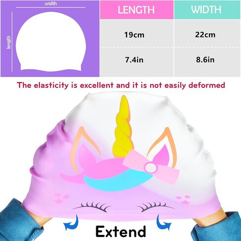 Swim Cap for Kids, Waterproof Silicone Swimming Caps for Girls Boys Unicorn Dinosaur Toddler Kids Swimming Hat for Long and Short Hair in Saudi Arabia