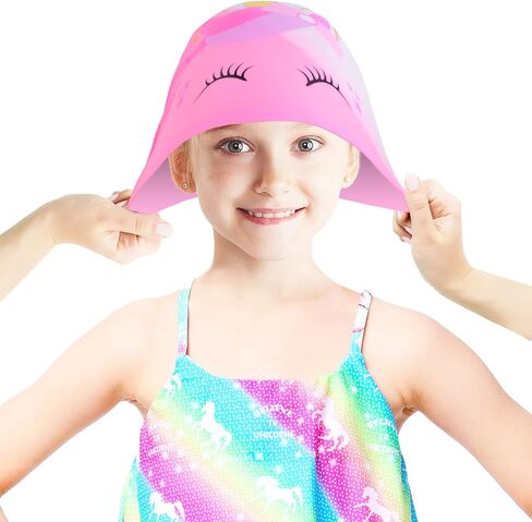 Swim Cap for Kids, Waterproof Silicone Swimming Caps for Girls Boys Unicorn Dinosaur Toddler Kids Swimming Hat for Long and Short Hair in Saudi Arabia