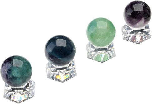 كرة كريستال فلوريت طبيعية من PESOENTH كرة كوارتز خضراء أرجوانية للشفاء من الأحجار الكريمة 30 مم/1.2 بوصة مع قاعدة أكريليك للفنغشوي والتأمل والعرافة وديكور المنزل في صندوق هدايا in Kuwait