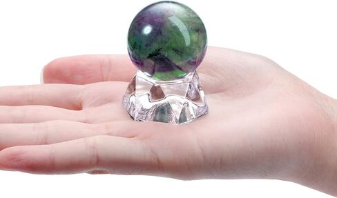 كرة كريستال فلوريت طبيعية من PESOENTH كرة كوارتز خضراء أرجوانية للشفاء من الأحجار الكريمة 30 مم/1.2 بوصة مع قاعدة أكريليك للفنغشوي والتأمل والعرافة وديكور المنزل في صندوق هدايا in Kuwait