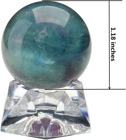 كرة كريستال فلوريت طبيعية من PESOENTH كرة كوارتز خضراء أرجوانية للشفاء من الأحجار الكريمة 30 مم/1.2 بوصة مع قاعدة أكريليك للفنغشوي والتأمل والعرافة وديكور المنزل في صندوق هدايا in Kuwait