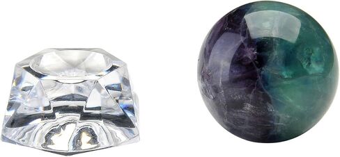 كرة كريستال فلوريت طبيعية من PESOENTH كرة كوارتز خضراء أرجوانية للشفاء من الأحجار الكريمة 30 مم/1.2 بوصة مع قاعدة أكريليك للفنغشوي والتأمل والعرافة وديكور المنزل في صندوق هدايا in Kuwait