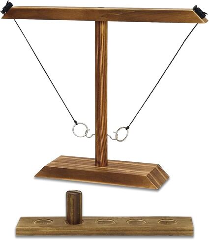 Hook Ring Toss Games for Adults - 2 Player Battle Wooden Hook and Ring Game on a String for Table Top Games, Basement Games, Bar Games, Outdoor Games, Yard Games, 15.7" X 13" Size in Saudi Arabia