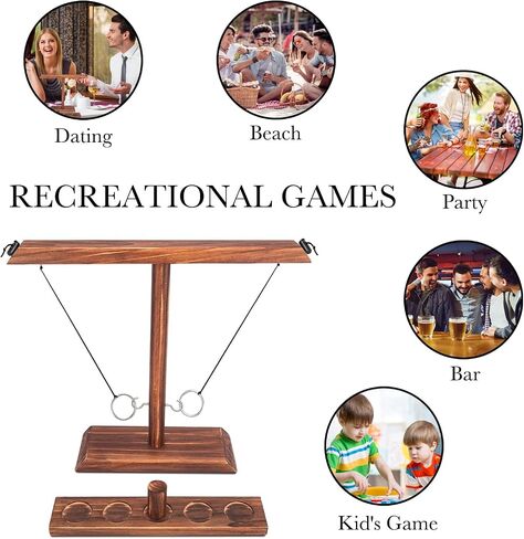 Hook Ring Toss Games for Adults - 2 Player Battle Wooden Hook and Ring Game on a String for Table Top Games, Basement Games, Bar Games, Outdoor Games, Yard Games, 15.7" X 13" Size in Saudi Arabia