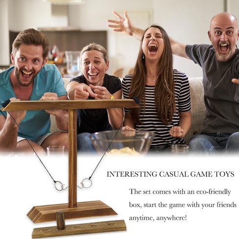 Hook Ring Toss Games for Adults - 2 Player Battle Wooden Hook and Ring Game on a String for Table Top Games, Basement Games, Bar Games, Outdoor Games, Yard Games, 15.7" X 13" Size in Saudi Arabia