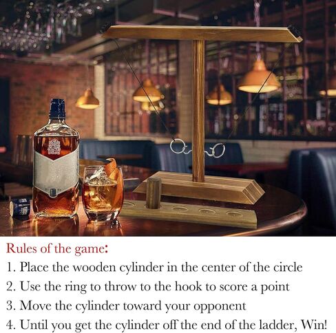 Hook Ring Toss Games for Adults - 2 Player Battle Wooden Hook and Ring Game on a String for Table Top Games, Basement Games, Bar Games, Outdoor Games, Yard Games, 15.7" X 13" Size in Saudi Arabia