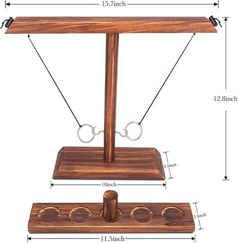 Hook Ring Toss Games for Adults - 2 Player Battle Wooden Hook and Ring Game on a String for Table Top Games, Basement Games, Bar Games, Outdoor Games, Yard Games, 15.7" X 13" Size in Saudi Arabia