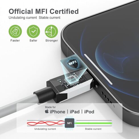 كابل USB C إلى Lightning بطول 4FT لشاحن iPhone السريع PD 30W متوافق مع iPhone 14 13 12 11 Pro Max XS XR X 8 7 Plus AirPods Pro والمزيد in Kuwait