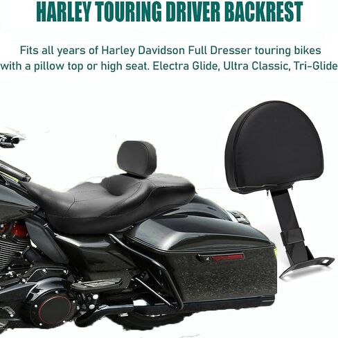 مسند ظهر MoKitDora Touring Driver Rider مسند ظهر من البولي يوريثان لدراجة Harley Electra Glide Ultra Classic Tri-Glide، أسود in Kuwait