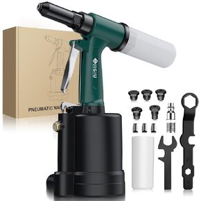 jigiu الأداة الهوائية المبرح Air Riveter 3916LBF سحب مسدس برشام الهوائي البوب ​​البوب ​​البوب ​​3/32 "، 1/8" ، 5/32 "، 3/16" وسعة 1/4 "للسيارات ، والبناء ، صناعات التصنيع