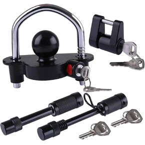 Trailer Lock Kit Keyed Alike Tongue and Hitch Pin Lock with 5/8 and 1/2 Inch Pins Fit Class I II III IV V Receiver to Secure Trailer for Towing and Storage (4 Pack)