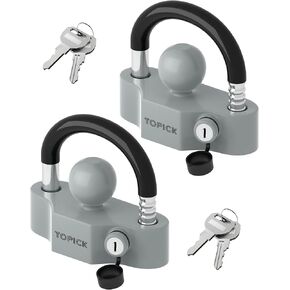 Heavy-Duty Trailer Coupler Lock with PVC-Coated U-Bolt, Universal Fit for 1-7/8", 2", 2-5/16" Hitch Couplers, Anti-Theft Security for RV, Boat, Utility Trailers, Grey