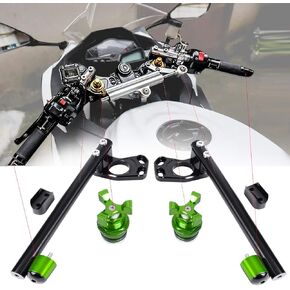 Clip On Handlebars Kit Compatible With Kawasaki Ninja 250 2008-2012, Ninja 300 2013-2018 Adjustable handlebars Accessories,Lower over stock