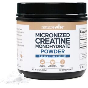 NatureWise Micronized Creatine Monohydrate Powder, 5000mg (5g) Per Serving - Creatine for Women & Men - Pure, Unflavored, Supports Lean Muscle Mass, Endurance - 100 Servings