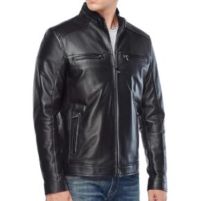 Men's Lambskin Leather Jacket Motorcycle - Men Black Genuine Leather Biker Jacket - Classic Black Leather Jacket