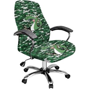 Office Chair Slipcover Removable Computer Chair Cover Blue Floral Dolphin Print Swivel Rotating Chair Protector Washable Stretchable Home Office Decor, Large