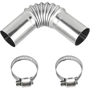 Air Parking Heater Exhaust Pipe Tube Elbow Connector, 25mm Stainless Steel Diesel Boat Heater with 2 Connectors, Automotive Exhaust Pipes Replacement