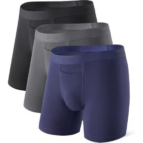 DAVID ARCHY Mens Underwear Cotton Boxer Briefs with Pouch Ultra Moisture Wicking Breathable Soft with Horizontal Fly 3 Pack