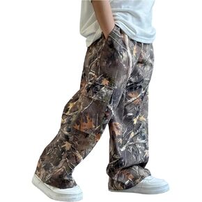 GORGLITTER Boy's Camo Print Baggy Cargo Pants Flap Pocket Wide Leg Track Pants