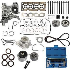 Head Gasket Set Timing Belt Kit W/Water&Oil Pump Cam Timing Tool Fit for GM Chevy Cruze Sonic Limited 1.8L L4 DOHC 16v 2011-2018 HS26516PT1 TCKWP338 24422964
