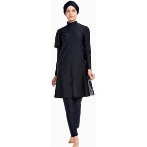 Modest Muslim Swimwear Women Islamic Black Swimsuit Full Cover Hijab Burkini Rash Guard Set Long Sleeve Bathing Suit