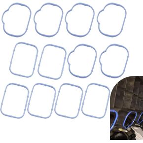 12PCS Intake Manifold Gasket, Lower Upper Plenum Intake Gasket Set, Rubber Manifold Gasket Replace OEM# 5184562AC 5184331AC MS9720, Compatible with Dodge Ram 1500 2500 Chrysler 300 200 (Blue)