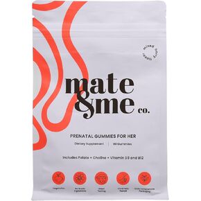 Mate & Me Prenatal Gummies for Women – Reproductive Health Support with Methylfolate, Zinc, Vitamins K2 & D3 – 90 Count