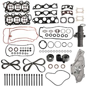 MLS Engine Head Gasket Set (with Bolts) + Timing Belt Kit (with Water Pump) for Honda Accord Odyssey Crosstour Pilot Ridgeline 2008-2017, for Acura RDX TL 2009-2015, 3.5L V6, HS26509PT, 19200-RDV-J01