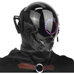 Punk Lead Mask مع الأضواء متعددة الألوان ، خوذة يتقنية للهالوين ، كوزبلاي ومهرجانات الموسيقى