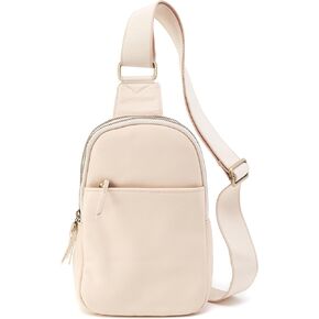 HOBO Cass Leather Sling Bag with Adjustable Strap, Hands-Free Carrying, & Plenty of Interior Organization and Space for Essentials, Cream