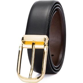 Mens Belts Leather Reversible 1.25" Black Dress Belt for Men