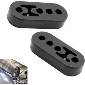 2 PCS Exhaust Hanger, 4 Hole Adjustable Exhaust Pipe Muffler Insulation Shock Absorber Hook, High Temperature Resistant Rubber Mounting Bracket, for Most Cars Modification Parts (Black)