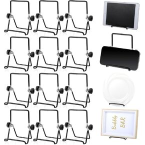 12 Pack Adjustable Easel Stand Bulk 3.54'' x 5.12'' Wire Foldable Book Plate Picture Frame Display Stand Wire Photo Holder