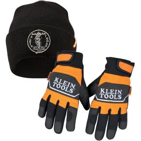 Klein Tools 80157 2-Piece Work Gloves and Winter Hat Set Features Large Thinsulate Thermal Gloves and Heavy Knit Hat with Vintage Logo