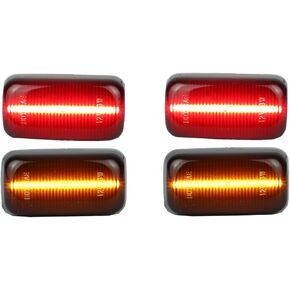Amber&Red LED Front & Rear Fender Side Marker Lights Kit for Chevy Silverado GMC Sierra 2500HD 3500HD Dually Bed Fender Side Markers 2015-2023,Smoked Lens Side Bumper Marker Lamps (A STYLE)