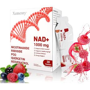 NAD Supplement 1000mg Liquid - Nicotinamide Riboside Resveratrol Supplements for Men & Women - NMN Alternative for Enhanced Energy & Anti-Aging, Focus - 30 Packets