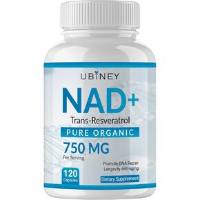NAD+ Supplement 750mg with Nicotinamide Riboside Resveratrol ，120 Capsules，NAD+ Organic Cellular Support for Women，Energy Boost, Anti-Aging, Cell Regeneration | 30-Day Supply