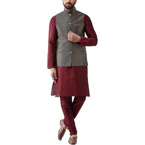 Men's Silk Blend Kurta Pyjama & Nehru Jacket Combo