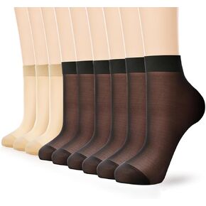 G&Y 9 Pairs Ankle Nylon Socks for Women - 20D Sheer Pantyhose Socks